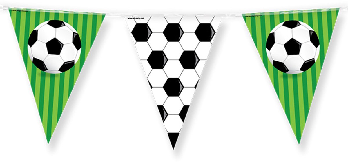 Dubbelzijdige Vlaggenlijn | Set á 6 stuks | Lengte: 10 meter | Thema: Voetbal | Kleur: Groen